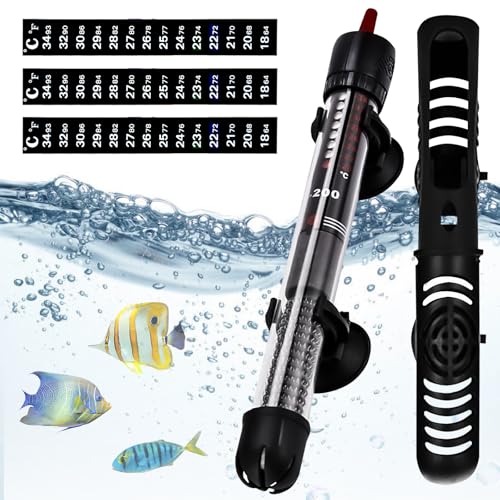 Aquarium Heizung 50W: Digital Aquarium Heizstab Einstellbare mit Temperaturaufkleber und Saugnäpfen, Aquariumheizer Tank Aquarium Heizer Fisch Tank Schildkröte für 10-60L Fischtanks und Aquarium von MEGYAD