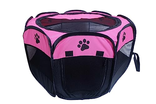 MEHONGCAN Tragbares Haustier-Laufgitter, faltbarer Hunde-Laufstall für Hunde und Katzen, Kaninchen, Haustier-Trainingszelte, für drinnen und draußen (S (72,9 x 72,9 x 40,6 cm), Rosen) von MEHONGCAN