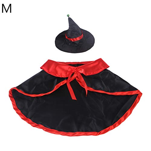 MEIBAOGE 2Pcs Halloween Haustier Katze Kostüm Set Vampir Umhang mit Hut Welpen Party Cosplay,Katzen Kostüm-Schwarz-M von MEIBAOGE