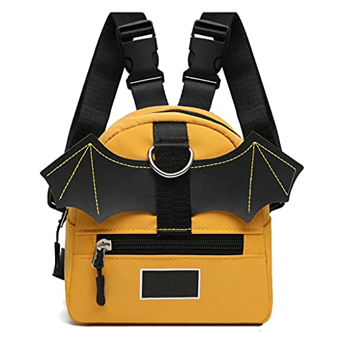 MEIBAOGE Canvas Hund Wanderrucksack Harness Fledermausflügel Kleine Welpen Satteltasche Heimtierbedarf,Schulterhandtasche-Gelb von MEIBAOGE