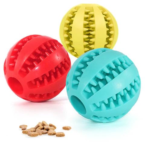 MEIION MrFluffyFriend Zahnreinigende Hundebälle Naturkautschuk Hunde Ball mit Zahnpflege, Intelligenztraining und Zahnreinigung für kleine Hunde und Welpen von MEIION