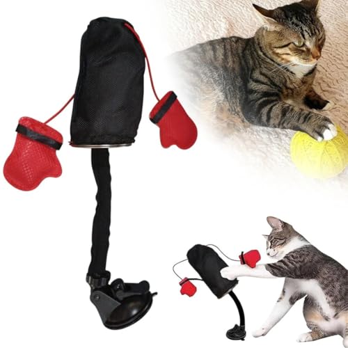 MEIION Tier-Herzen tierherzen Interaktives Boxsack Katzen Spielzeug Interaktives Katzenspielzeug – Boxsack mit Handschuhen für Bewegung und Langeweile-Linderung von MEIION