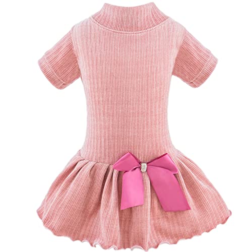 Hund Niedliches Kleid Tutu Outfit Rock mit schöner Fliege für kleine mittelgroße Mädchen Hunde Weihnachten Urlaub Hochzeit Geburtstag Party (Rosa, L) von MEIKLE