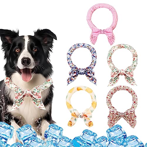 Kühlendes Hundehalsband, tragbar, kühlend, wiederverwendbar, Eisschal für den Sommer, 5 Stück (Rosa, 5 Stück) von MEIKLE