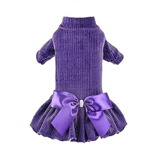 Süßes Hundekleid, Tutu-Outfit, Rock mit schöner Fliege für kleine und mittelgroße Mädchen, Hunde, Weihnachten, Urlaub, Hochzeit, Geburtstagsparty (Lila, L) von MEIKLE