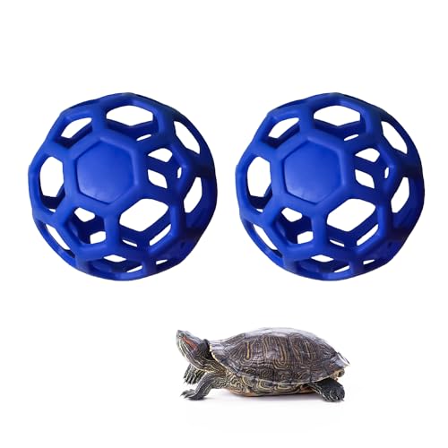 „MEISH 2 Stück Schildkröten-Leckerli-Bälle, Gemüsespender, Heu-Futterball, Futter-Grasball-Spielzeug für Schildkröten, Kaninchen, Meerschweinchen (blau) von "MEISH