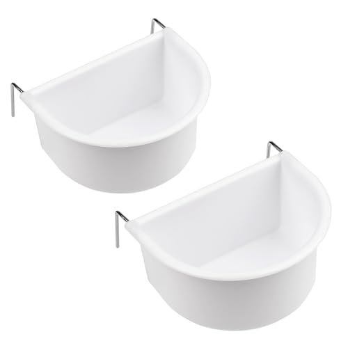 MEISH 2Pcs Bird Feeding Dish Bird Cage Feeding Bowls D-shaped Bird Food Plastic Cups with Hook Hanging Cup Food Dish von MEISH