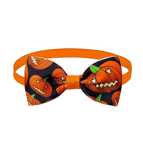 MEISH Halloween Pet Bow Ties Dogs Bow Tie Adjustable Dog Collar with Bow for Halloween Holiday Costume for Small Medium Large Dog (Orange) von MEISH