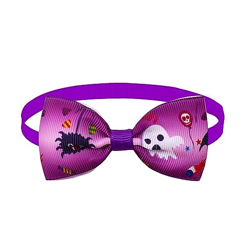 MEISH Halloween Pet Bow Ties Dogs Bow Tie Adjustable Dog Collar with Bow for Halloween Holiday Costume for Small Medium Large Dog (Purple) von MEISH