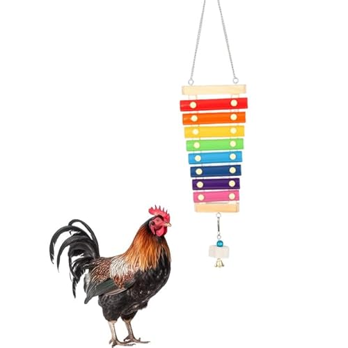 MEISH Huhn Xylophon Spielzeug Suspensible Holz Musikspielzeug Vogel Kauspielzeug Vogelkäfig Picken Spielzeug Zubehör für Huhn Vogel von MEISH