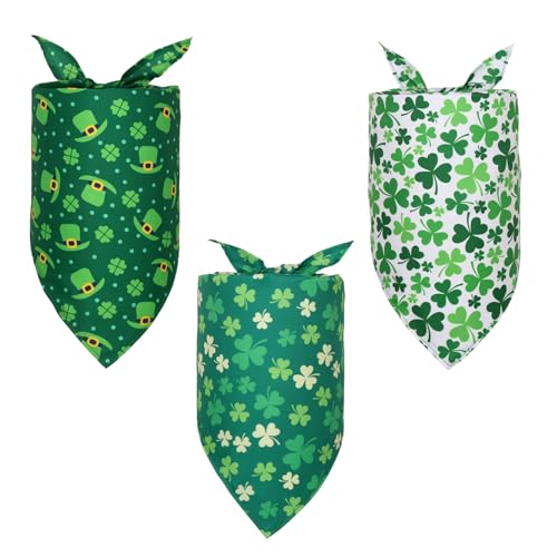 MEISH St. Patrick's Day Hundehalstuch, niedliches grünes irisches Kleeblatt-Kleidung, St. Patrick's Day, Lätzchen, Haustier-Lätzchen, Kleeblatt-Schal für Hunde und Katzen, 3 Stück von MEISH