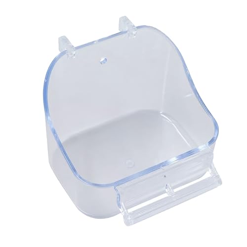 MEISH Vogeltränke Box Papagei Badewanne Duschbox Hängende Badewanne Vogelkäfig Zubehör Vogelbadewanne für Vögel Kanarienvögel Wellensittiche (Transparent) von MEISH