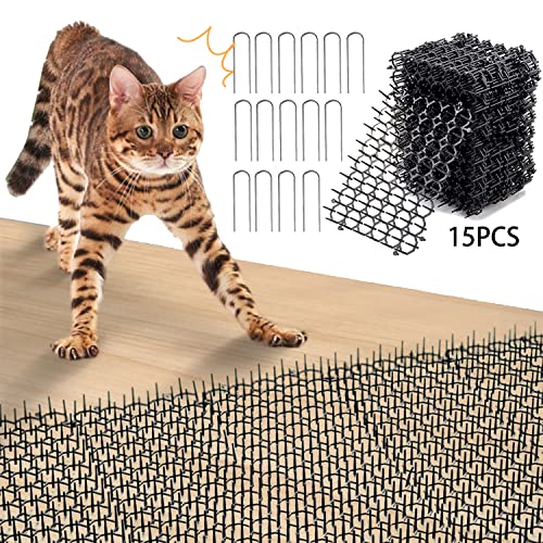 Dornengitter Gegen Katzen,15 Stücke Katzenabwehr Matte 20*15cm,Tier Barriere mit Spikes,Anti Katzen Matte,Katzengitter Garten,Dornengitter Tier-barriere,Katzenschreck Gitter,Dornengitter Katzenabwehr von MEISHANG