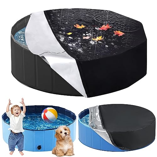 Poolabdeckung Rund,Abdeckung für Hundepool,Poolabdeckung für Kinderpool,Pool Abdeckplane Rund,Regenschutz Pool Rund,Abdeckplane für Runden Pool,Poolabdeckung mit Kordelzug(120 * 30cm) von MEISHANG