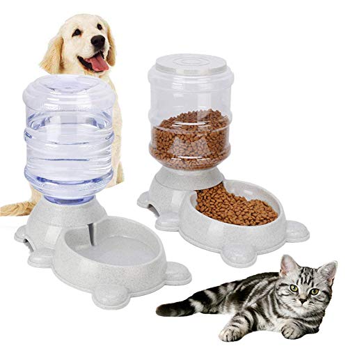 MEISISLEY Futterautomat Hunde Automatischer Futterspender Trockenfutterspender für Haustiere Haustierfutterbehälter Hundefutterautomat Welpen-Feeder Gray,Feeder Set von MEISISLEY