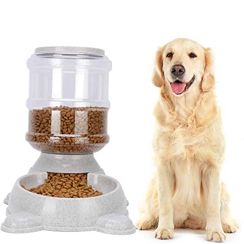 MEISISLEY Futterautomat Hunde Automatischer Futterspender Trockenfutterspender für Haustiere Haustierfutterbehälter Hundefutterautomat Welpen-Feeder Gray,Food Feeder von MEISISLEY