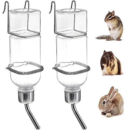 MEISO 2 Stück Hängende Haustiere Wasserflaschen, Trinkflasche Kaninchen mit Halterung, Trinkflasche für Nagetiere, 350ml Haustiere Wasserflaschen für Kaninchen, Hamster, Meerschweinchen, Chinchillas von MEISO