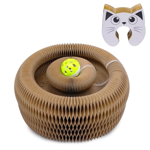 Katzen Kratzbrett, Magic Cat Scratching Board Cat Kratzbrett mit Glöckchen Foldable Convenient Cat Scratcher, Cat Scratcher Cardboard House Katzen Katzenzubehör Indoor Intelligenz Spielzeug von MEIYAXINWIN