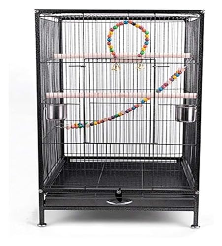 Bird Cagesolid Indoor/Outdoor Vötige 75 cm extra großer Vogelkäfig Metallweg Vogelkäfig for Kakadu -Papageien -Lovebird Vogel mit Ständer und Leiter -Hängsspielzeug Vogelkäfig -Sichtweite Käfig (B) von MEMEM