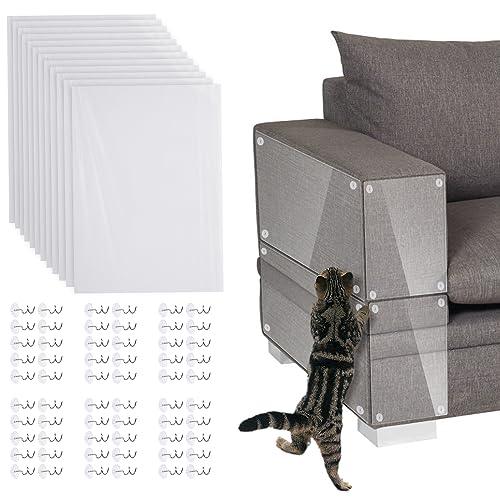 Kratzschutz Sofa Katze, 20cm x 30cm 12 Stück Katzen Kratzschutz Katze Kratzschutzfolie Transparent Sofa Kratzschutz Pad, Anti Kratz Folie für Katzen (20 cm x 30 cm) von MENAYODA