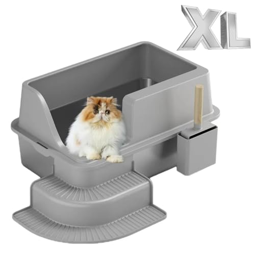 Katzenklo Edelstahl XXL, 60X40x30cm Katzentoilette Edelstahl Groß, Auslaufsicher Geruchsneutral Leicht Zu Reinigen, Katzentoilette Metall Edelstahl, Katzenklo Edelstahl XXL von MENDUNER