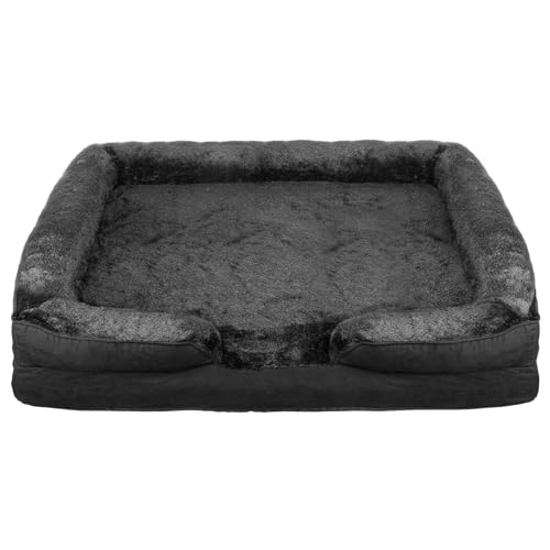 MENGDA Hundebett, große Größe – Hundesofa orthopädisch und ausziehbar, waschbar, rutschfest und ultraweich, grau/schwarz, Größe 106 x 80 x 20 cm (Schwarz 1) von MENGDA