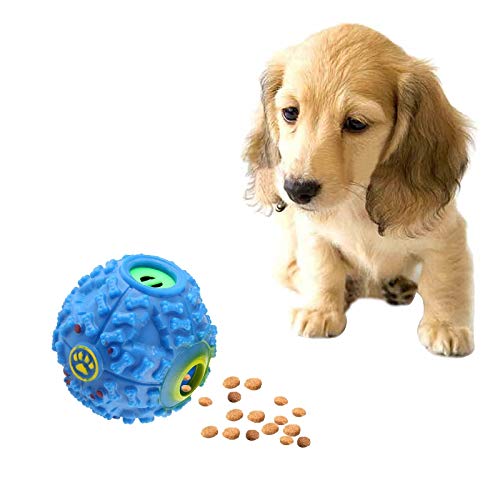 MENGHONGLLI Pet Food Dispenser Squeaky Giggle Quack Sound Training Toy Chew Ball, Size: S, Ball Diameter: 7cm(Blue) von MENGHONGLLI