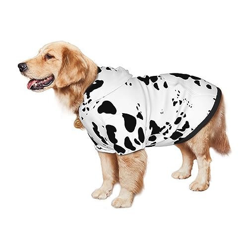 Dalmatiner Print Große Haustier Hund Hoodies mit Tasche Halloween Cosplay Kleidung Kostüm Pullover Outfits Pullover Sweatshirt für große mittelgroße Hunde Größe XXL von MENRIAOV