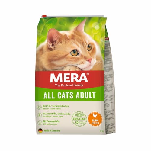 MERA Cats Huhn (10kg), Katzenfutter trocken für ausgewachsene Katzen, getreidefrei & nachhaltig, mit hohem Fleischanteil von MERA