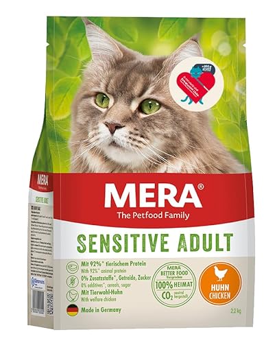 MERA Cats Sensitive Adult Huhn Vorteilspack (2,2kg), Premium Trockenfutter für Katzen, getreidefrei und nachhaltig, mit hohem Fleischanteil von MERA