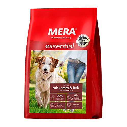 MERA Essential Lamm und Reis, Hundetrockenfutter ohne Weizen, 70 Prozent tierisches Protein, Hundefutter zur Unterstützung von Fell, Gelenken und Immunsystem, 3x1kg von MERA