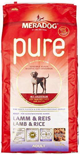 MERA PURE Adult Trockenfutter, Hundefutter ohne Gluten für sensible Hunde mit Lamm und Reis, 12,5 Kg von MERA