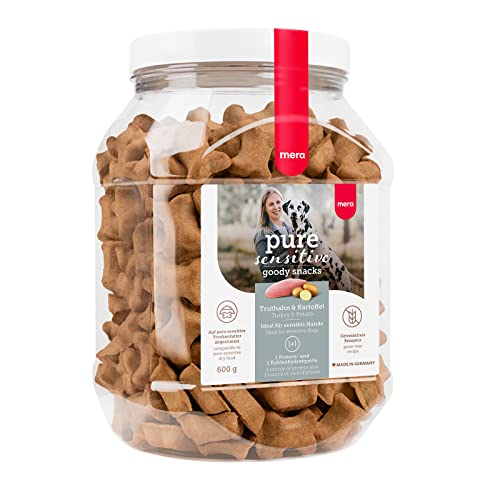 MERA pure sensitive Goody Snack Truthahn und Kartoffel (600g), gesunde Leckerlis für sensible Hunde, Hundesnack glutenfrei für Training und Belohnung von MERA