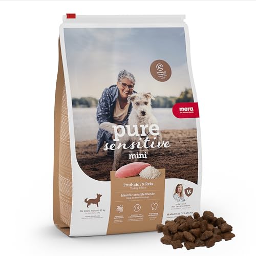 MERA pure sensitive Mini Truthahn & Reis, Hundefutter trocken für kleine und sensible Hunde, Trockenfutter aus Truthahn und Reis, kleine Kroketten ohne Weizen und Zucker (4 kg) von MERA