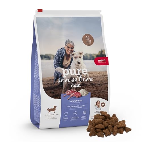 MERA pure sensitive Mini Lamm & Reis, Hundefutter trocken für kleine und sensible Hunde, Trockenfutter aus Lamm und Reis, kleine Kroketten ohne Weizen und Zucker (4 kg) von MERA