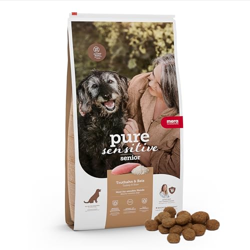 MERA pure sensitive Truthahn & Reis Senior, Hundefutter trocken für den sensiblen Hund, Trockenfutter aus Truthahn und Reis, gesundes Futter für ältere Hunde, ohne Weizen (4 kg) von MERA