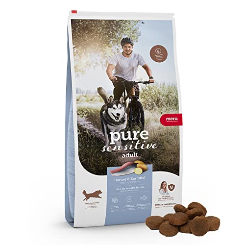 MERA pure sensitive Fresh Meat Hering & Kartoffeln, Hundefutter trocken mit viel frischem Fleisch, gesundes Trockenfutter getreidefrei für ausgewachsene Hunde (12,5 kg) von MERA