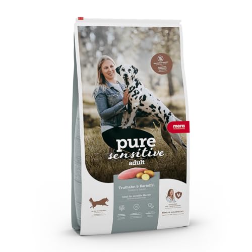 MERA pure sensitive fresh meat Adult Truthahn und Kartoffel Hundefutter – Trockenfutter für Hunde mit einer Rezeptur ohne Getreide und 25% Frischfleisch von MERA