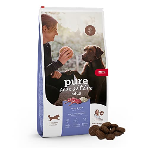 MERA pure sensitive Lamm & Reis, Hundefutter trocken für sensible Hunde, Trockenfutter aus Lamm und Reis, Futter für ausgewachsenen Hund, ohne Weizen und Zucker (12, 5 kg) von MERA