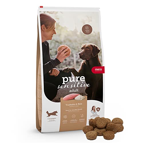 MERA pure sensitive Truthahn & Reis, Hundefutter trocken für sensible Hunde, Trockenfutter aus Truthahn und Reis, Futter für ausgewachsene Hunde, ohne Weizen und Zucker (12,5 kg) von MERA