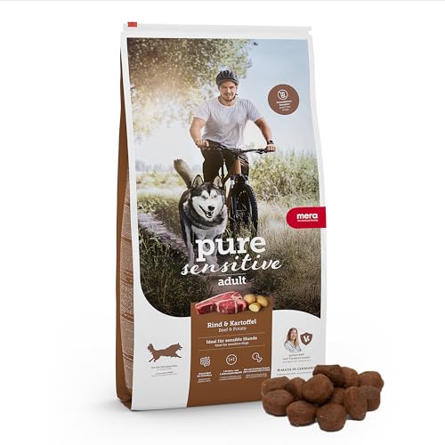 MERA pure sensitive Fresh Meat Rind & Kartoffeln, Hundefutter trocken mit viel frischem Fleisch, gesundes Trockenfutter getreidefrei für ausgewachsene Hunde (12,5 kg) von MERA