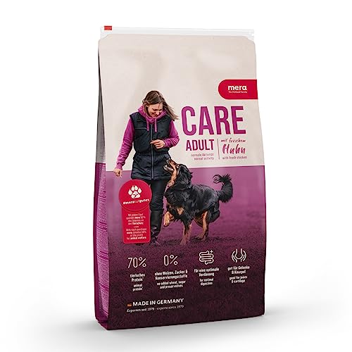 mera Care Adult Huhn (3x1kg), Hundefutter für normal aktive Hunde jeder Rasse, mit 70% tierischen Protein, ohne Weizen von MERA