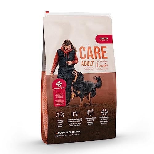 mera Care Adult Lachs (3x1kg), Hundefutter für normal aktive Hunde, mit 76% tierischen Protein, ohne Weizen von MERA