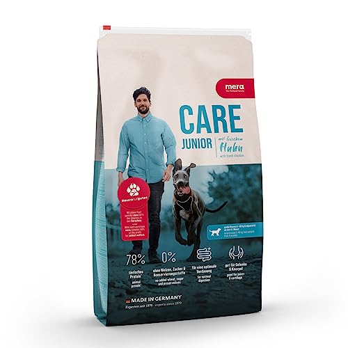 mera Care Junior Huhn (1kg), Hundefutter für Welpen bis zum 12. Monat, mit 78% tierischen Protein, ohne Weizen von MERA