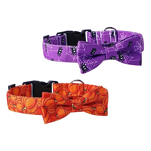 MERRYHAPY 2St Haustierhalsband Halloween-Haustierdekoration Halloween-Hund Halloween pet Supplies Halloween Dog Collar Pet Halloween-Haustier- Haustiergeschenk Baumwolle Polyester von MERRYHAPY