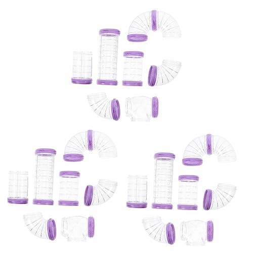 3 Sätze Hamsterpfeife Transparente Verbindungsspur Rattenspielzeug Hamsterkäfige Hamsterröhren Hamster Rattenkäfig Außenrohr Hamster-verbindungsschläuche DIY-Kits Plastik Violett MERRYHAPY von MERRYHAPY