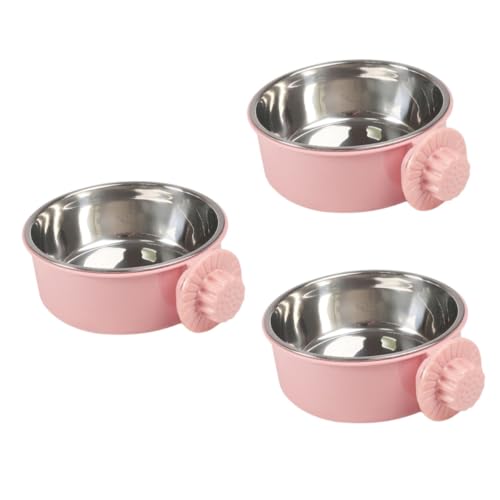 3St Futterautomat für Haustiere Schüssel für Vogelkäfig Vogelfutterkäfig für Haustiere Hündchenschüsseln Katze pet Feeder pet Supplies Lebensmittel Hundefutter Haustiernapf Rosa MERRYHAPY von MERRYHAPY