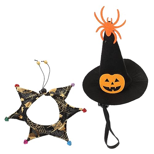 MERRYHAPY 1 Satz Halloween-katzenmütze Und Schal-Set Entzückendes Haustierhalsband Festival-katzenkostüm Katze Hexenhut Halsband Für Haustier Halloween-haustierkostüm Polyester von MERRYHAPY