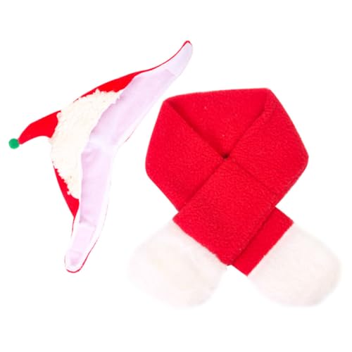 MERRYHAPY 1 Satz Haustier-weihnachtsset Hundeschal Weihnachtskostüm Für Haustiere Hundekopfschmuck Winterliche Hundemütze Hund Weihnachtskopfbedeckung Weihnachtskatzenschal Flanell Rot von MERRYHAPY