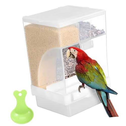 MERRYHAPY 1 Set Automatischer Vogel Futterspender Für Wellensittiche Transparenter Futterbehälter Mit öffel Für Vogelkäfig Zubehör Parakeet Futter Schüssel Vogel Futterstation von MERRYHAPY